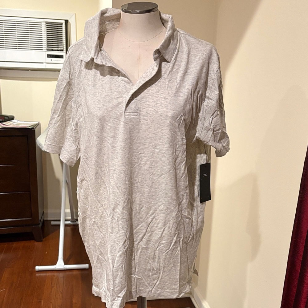 Fabletics Light Gray Polo Shirt